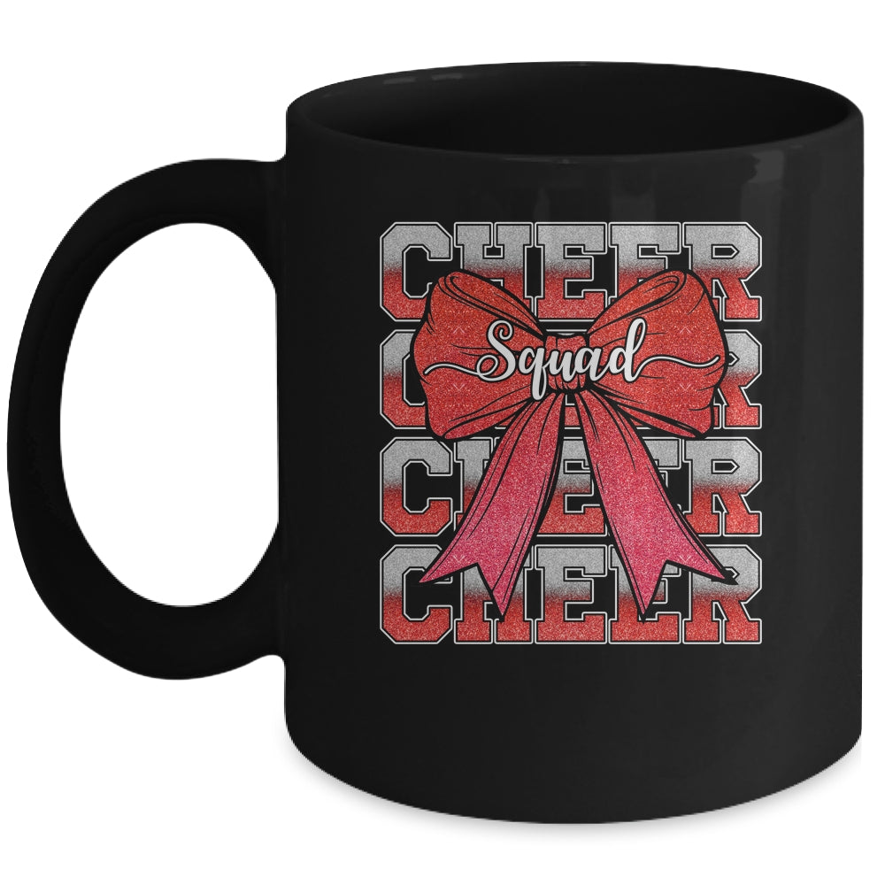 Cheer Squad Funny Cheerleader Cheerleading Coquette Bow Red Mug | siriusteestore