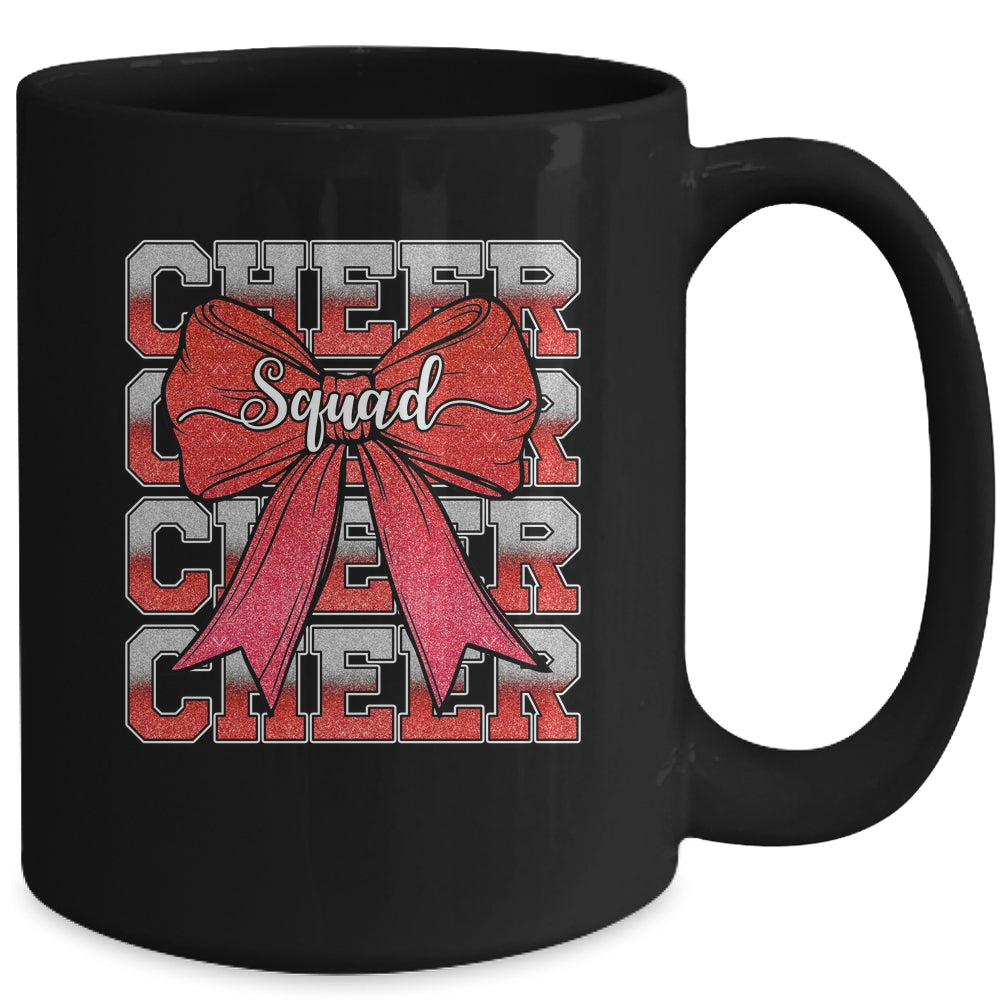 Cheer Squad Funny Cheerleader Cheerleading Coquette Bow Red Mug | siriusteestore