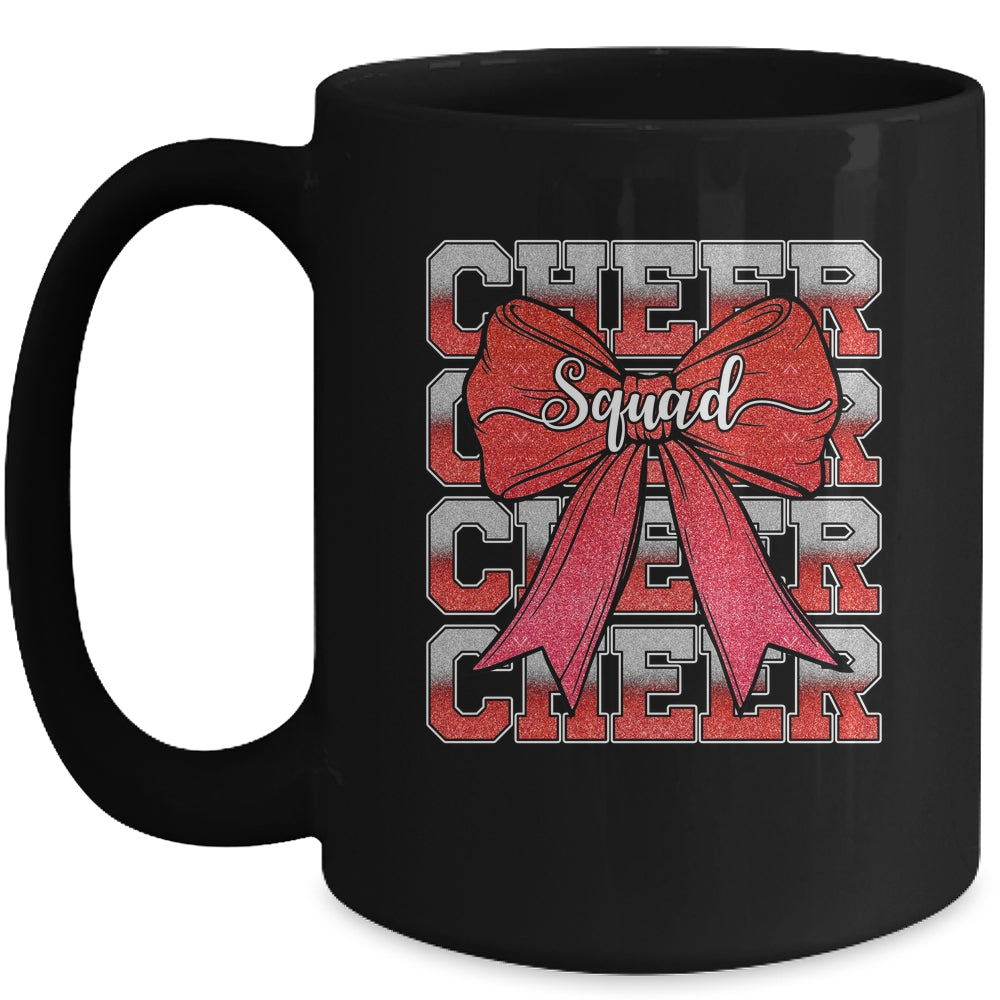 Cheer Squad Funny Cheerleader Cheerleading Coquette Bow Red Mug | siriusteestore