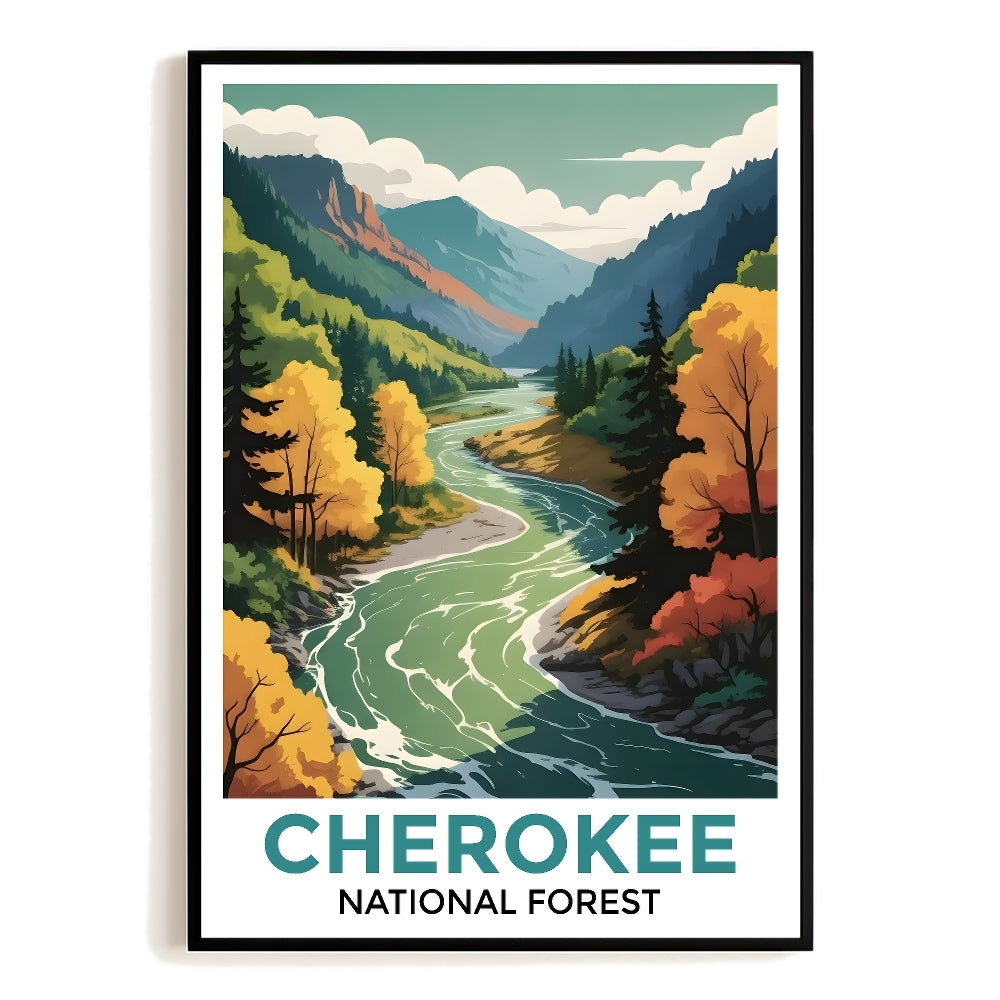 Cherokee National Forest Vintage Style Poster Nature Lovers And Travel Enthusiasts Wall Art Landscape Print Painting Ideal For Living Room Office Home Decor Unframed | siriusteestore
