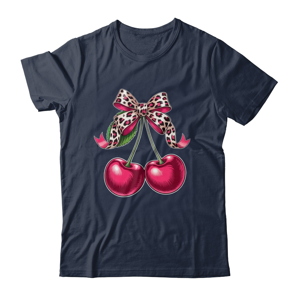 Cherry Fruit Kawaii Cherry Cherries Leopard Coquette Bow Shirt & Tank Top | siriusteestore