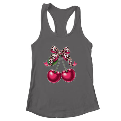 Cherry Fruit Kawaii Cherry Cherries Leopard Coquette Bow Shirt & Tank Top | siriusteestore