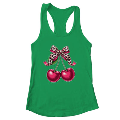 Cherry Fruit Kawaii Cherry Cherries Leopard Coquette Bow Shirt & Tank Top | siriusteestore