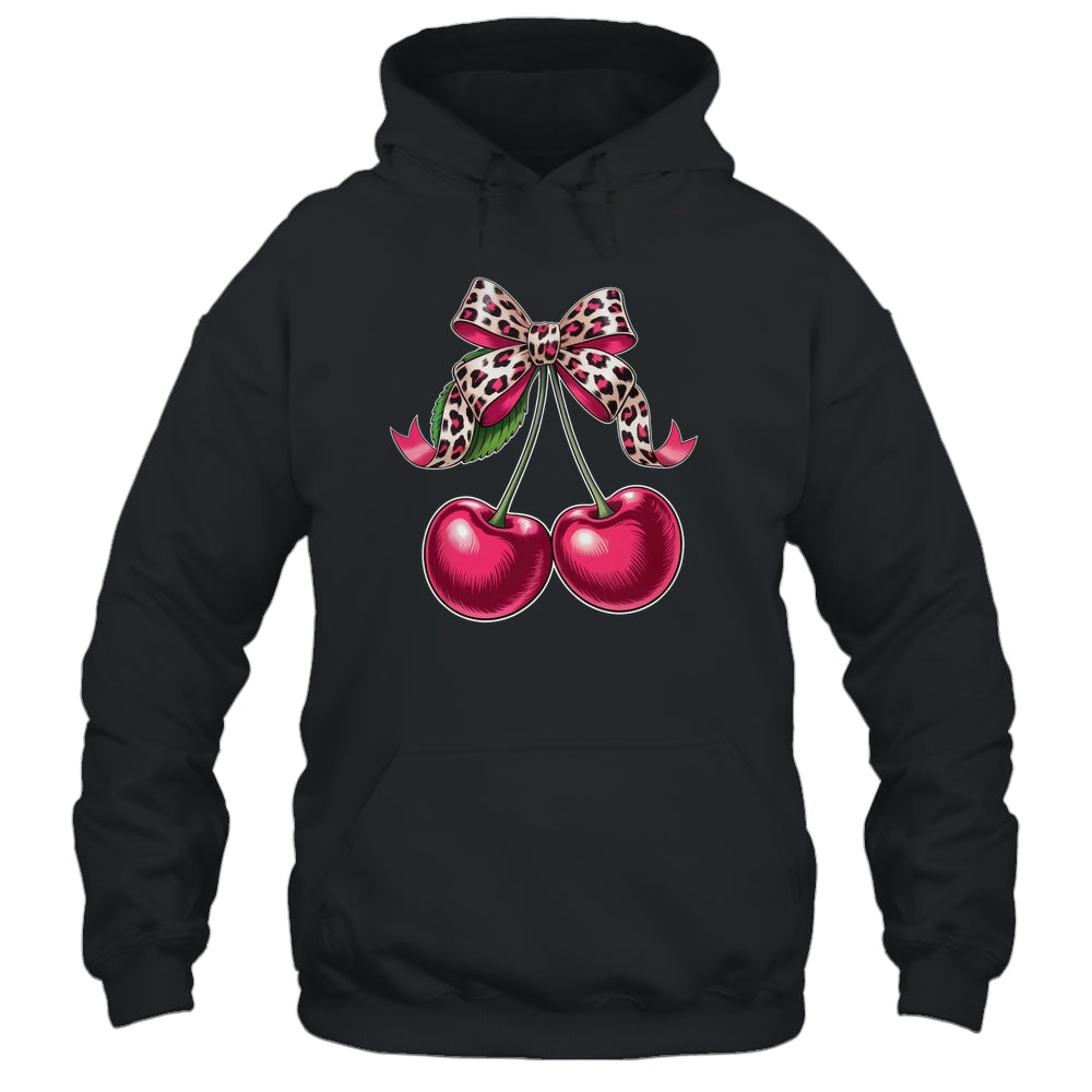 Cherry Fruit Kawaii Cherry Cherries Leopard Coquette Bow Shirt & Tank Top | siriusteestore
