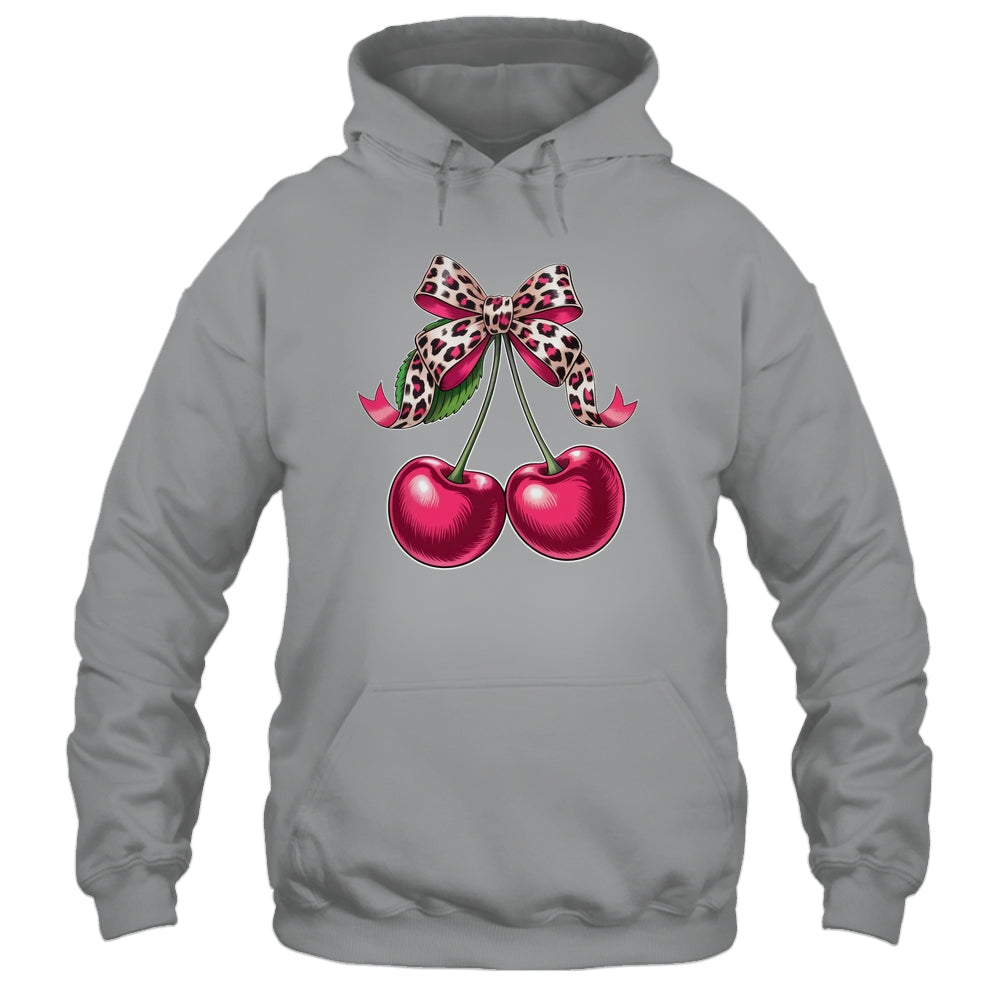 Cherry Fruit Kawaii Cherry Cherries Leopard Coquette Bow Shirt & Tank Top | siriusteestore