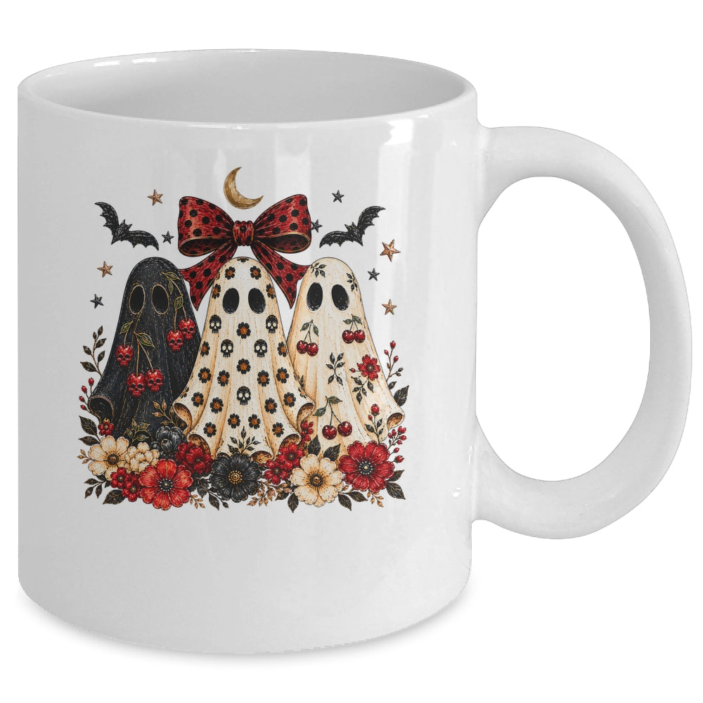 Cherry Ghost Coquette Halloween Spooky Season Ghost Leopard Mug | siriusteestore