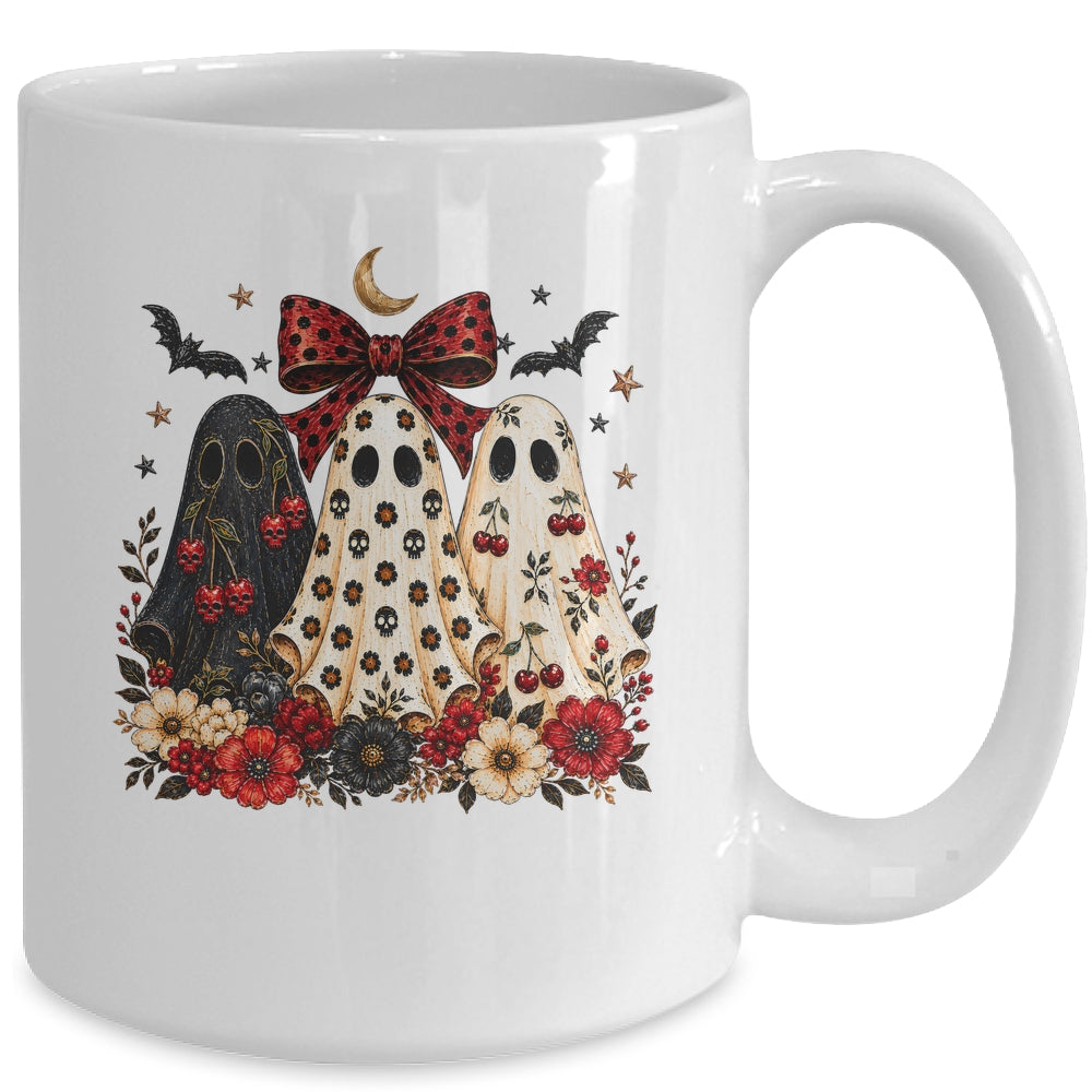 Cherry Ghost Coquette Halloween Spooky Season Ghost Leopard Mug | siriusteestore