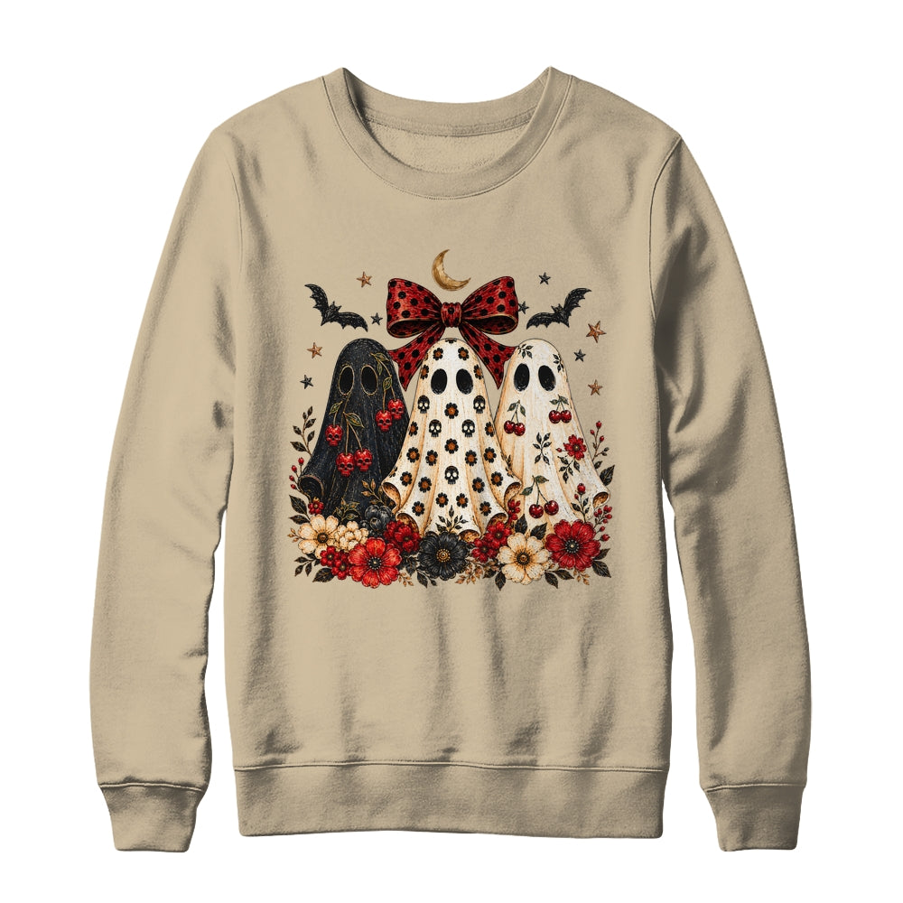 Cherry Ghost Coquette Halloween Spooky Season Ghost Leopard Shirt & Sweatshirt | siriusteestore