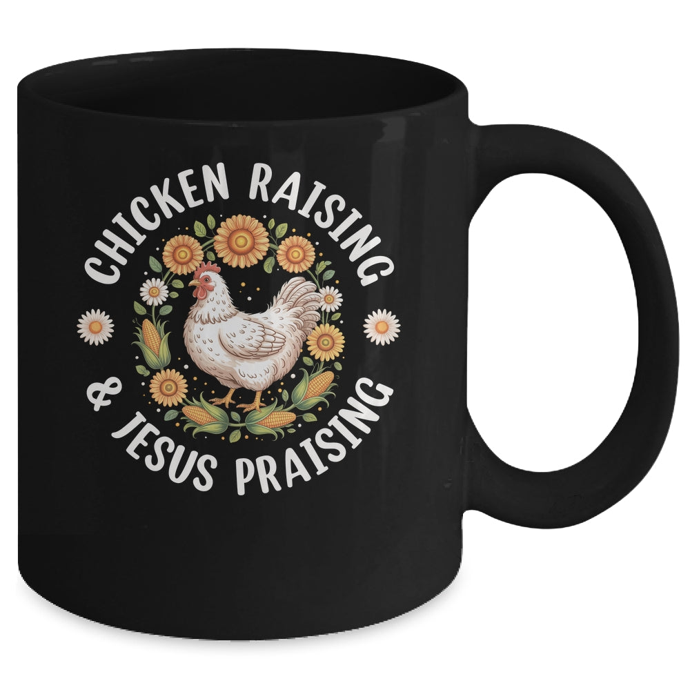 Chicken Raising & Jesus Praising Christian Farmer Lover Mug | siriusteestore
