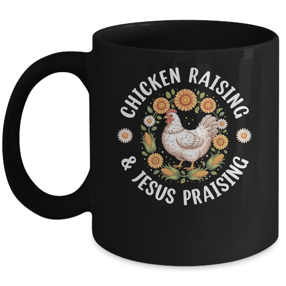 Chicken Raising & Jesus Praising Christian Farmer Lover Mug | siriusteestore