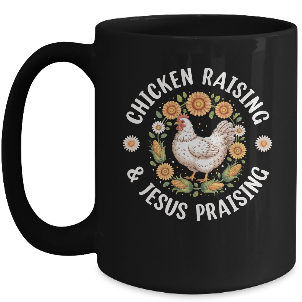 Chicken Raising & Jesus Praising Christian Farmer Lover Mug | siriusteestore