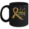 Childhood Cancer Awareness Gold Ribbon Support Hippie Flower Mug | siriusteestore