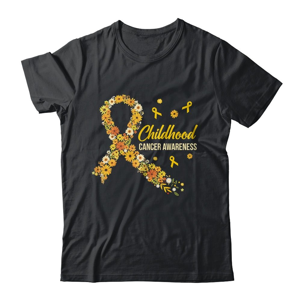 Childhood Cancer Awareness Hippie Flower Gold Ribbon Support Shirt & Hoodie | siriusteestore