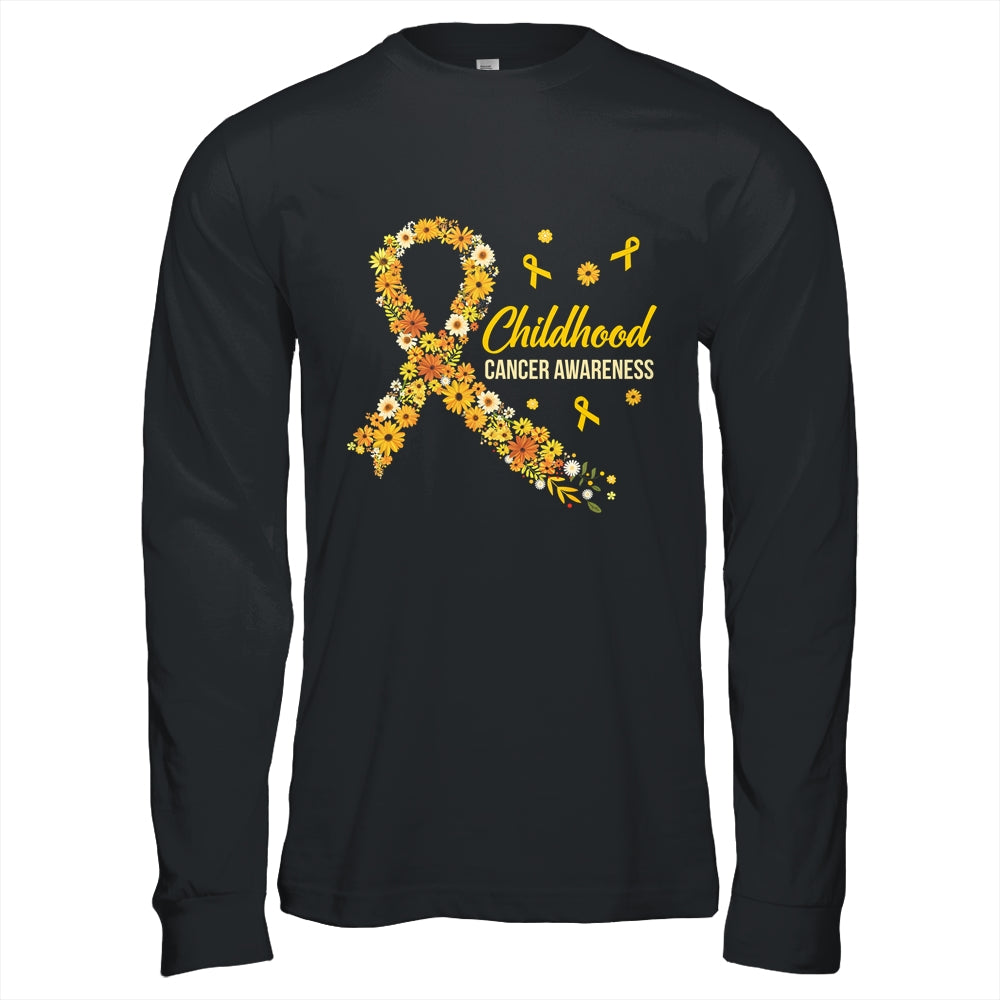 Childhood Cancer Awareness Hippie Flower Gold Ribbon Support Shirt & Hoodie | siriusteestore