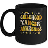 Childhood Cancer Awareness Hippie Flower Gold Ribbon Support Mug | siriusteestore