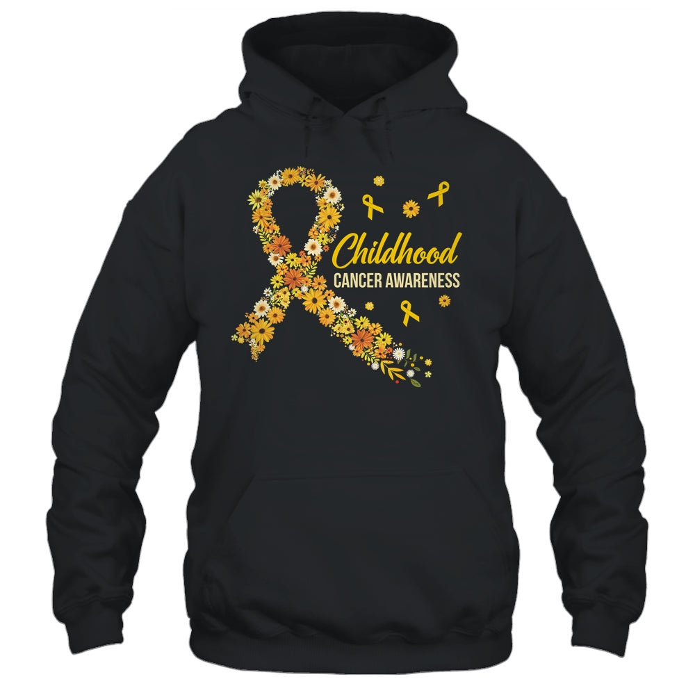 Childhood Cancer Awareness Hippie Flower Gold Ribbon Support Shirt & Hoodie | siriusteestore