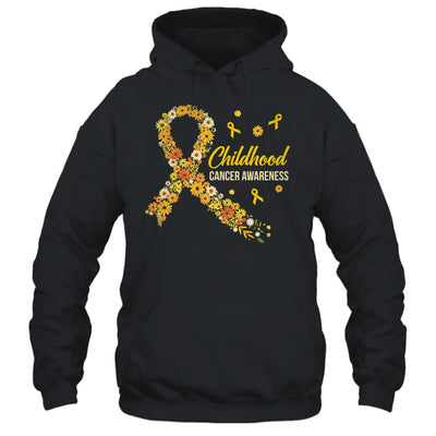 Childhood Cancer Awareness Hippie Flower Gold Ribbon Support Shirt & Hoodie | siriusteestore