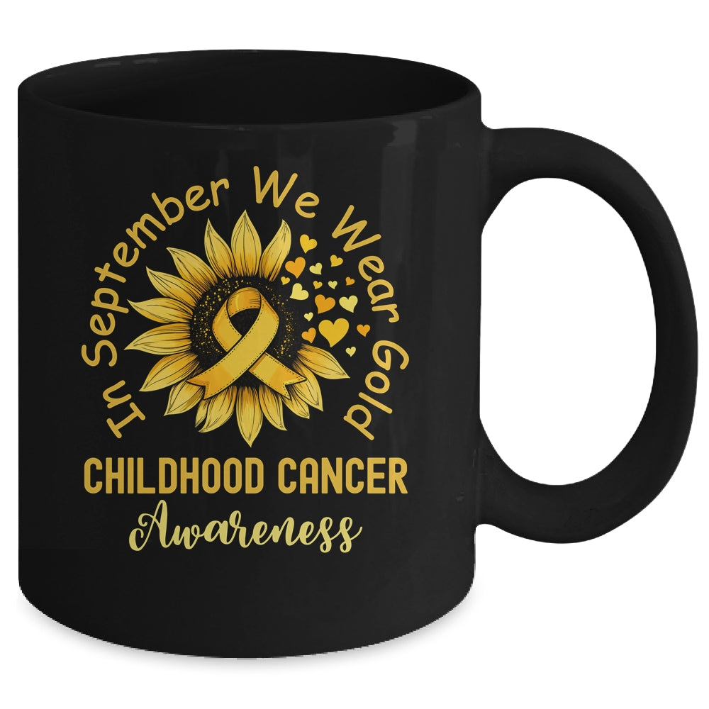 Childhood Cancer Awareness In September We Wear Gold Sunflower Mug | siriusteestore