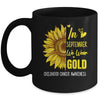 Childhood Cancer Awareness In September Wear Gold Sunflower Mug | siriusteestore