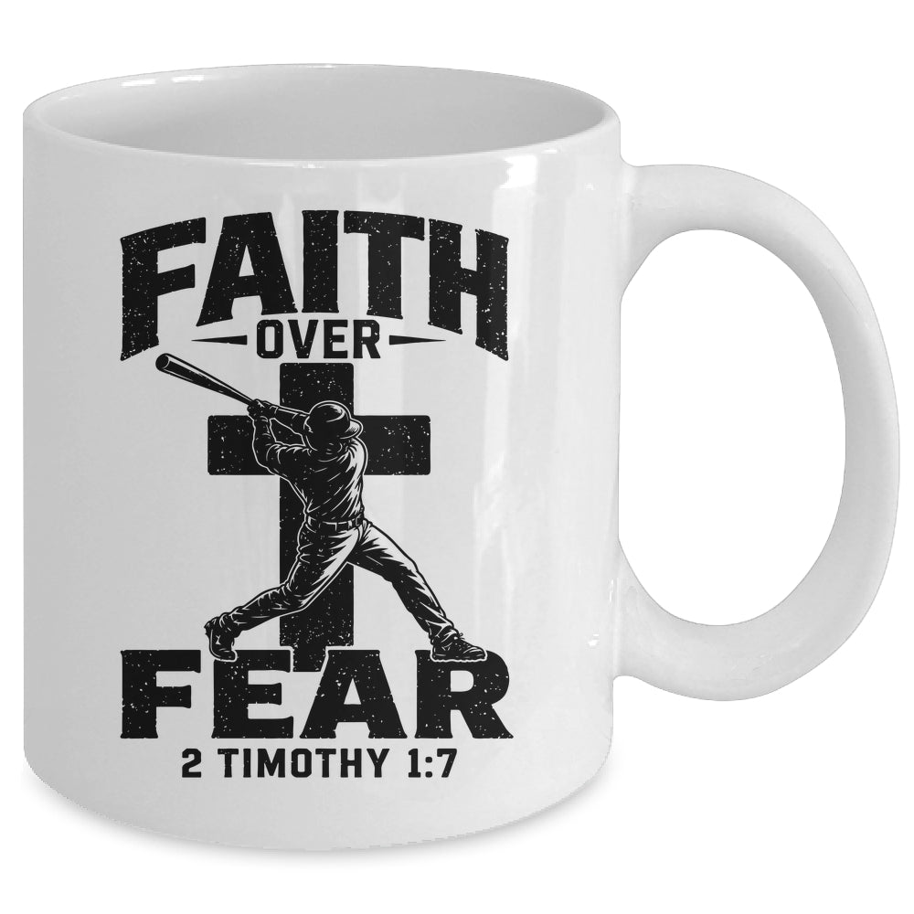 Christian Baseball Faith Over Fear Bible Verse Baseball Boys Mug | siriusteestore