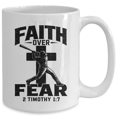 Christian Baseball Faith Over Fear Bible Verse Baseball Boys Mug | siriusteestore