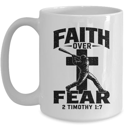 Christian Baseball Faith Over Fear Bible Verse Baseball Boys Mug | siriusteestore
