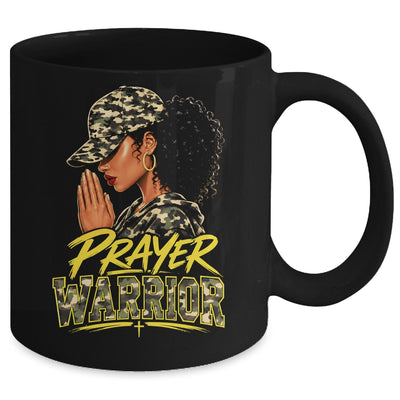 Christian Camo Prayer Warrior Afro Black Woman Faith Art Mug | siriusteestore