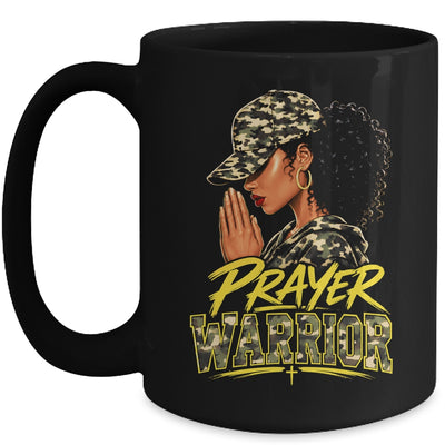 Christian Camo Prayer Warrior Afro Black Woman Faith Art Mug | siriusteestore