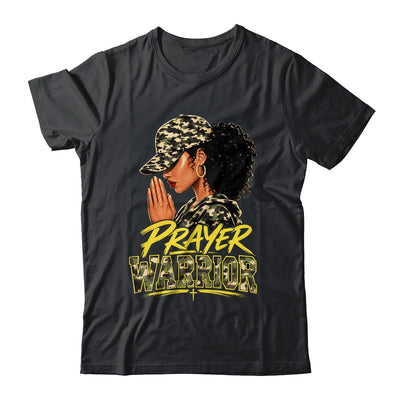 Christian Camo Prayer Warrior Afro Black Woman Faith Art Shirt & Hoodie | siriusteestore