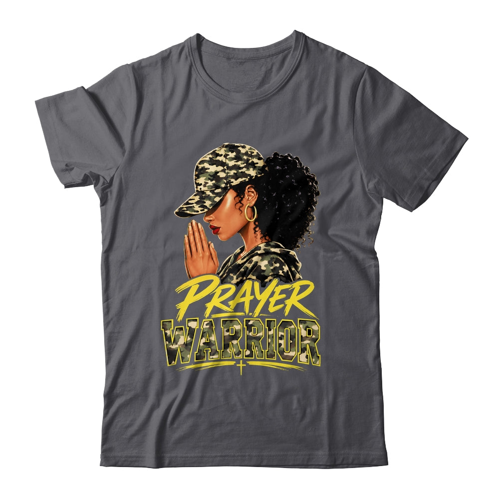 Christian Camo Prayer Warrior Afro Black Woman Faith Art Shirt & Hoodie | siriusteestore