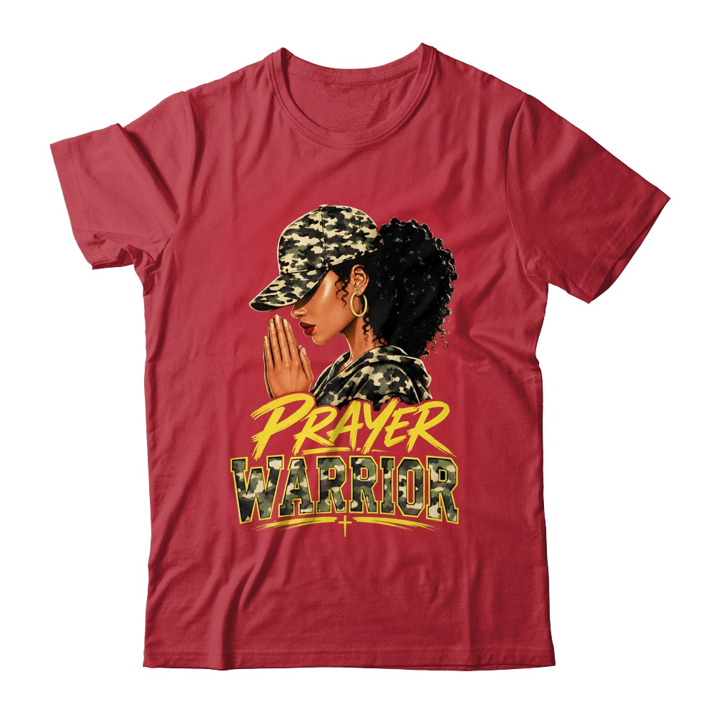 Christian Camo Prayer Warrior Afro Black Woman Faith Art Shirt & Hoodie | siriusteestore