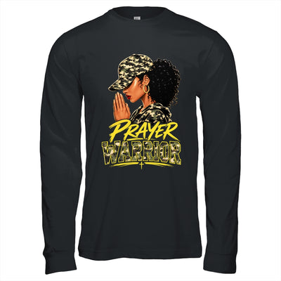 Christian Camo Prayer Warrior Afro Black Woman Faith Art Shirt & Hoodie | siriusteestore