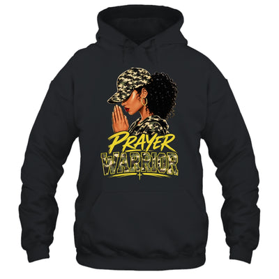Christian Camo Prayer Warrior Afro Black Woman Faith Art Shirt & Hoodie | siriusteestore