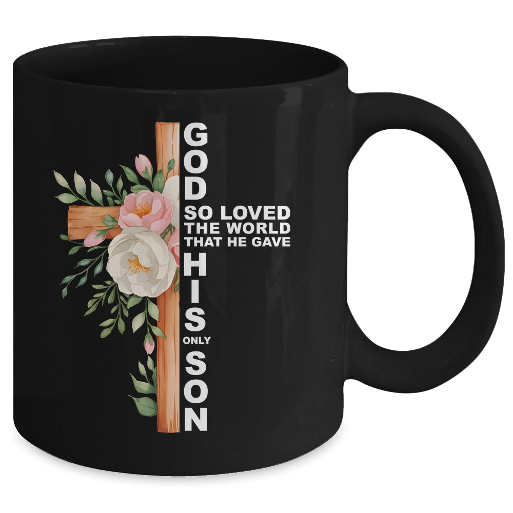 Christian Cross Bible Faith Quote John 3:16 Women Religious Mug | siriusteestore