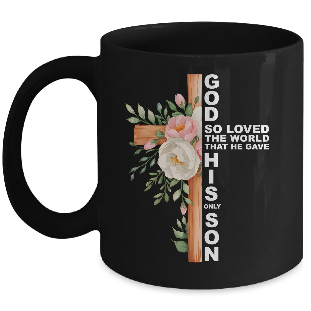 Christian Cross Bible Faith Quote John 3:16 Women Religious Mug | siriusteestore