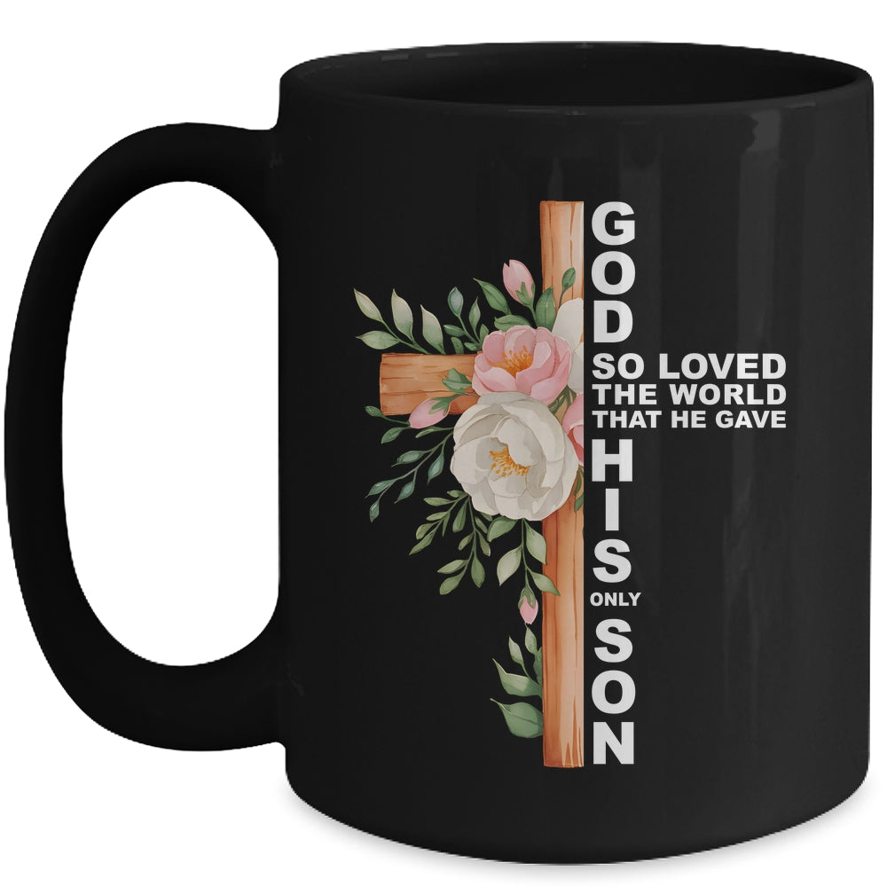Christian Cross Bible Faith Quote John 3:16 Women Religious Mug | siriusteestore