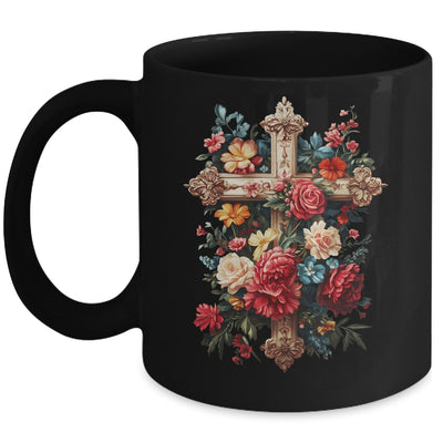 Christian Cross Floral Faith For Women Bible Verse Religious Mug | siriusteestore