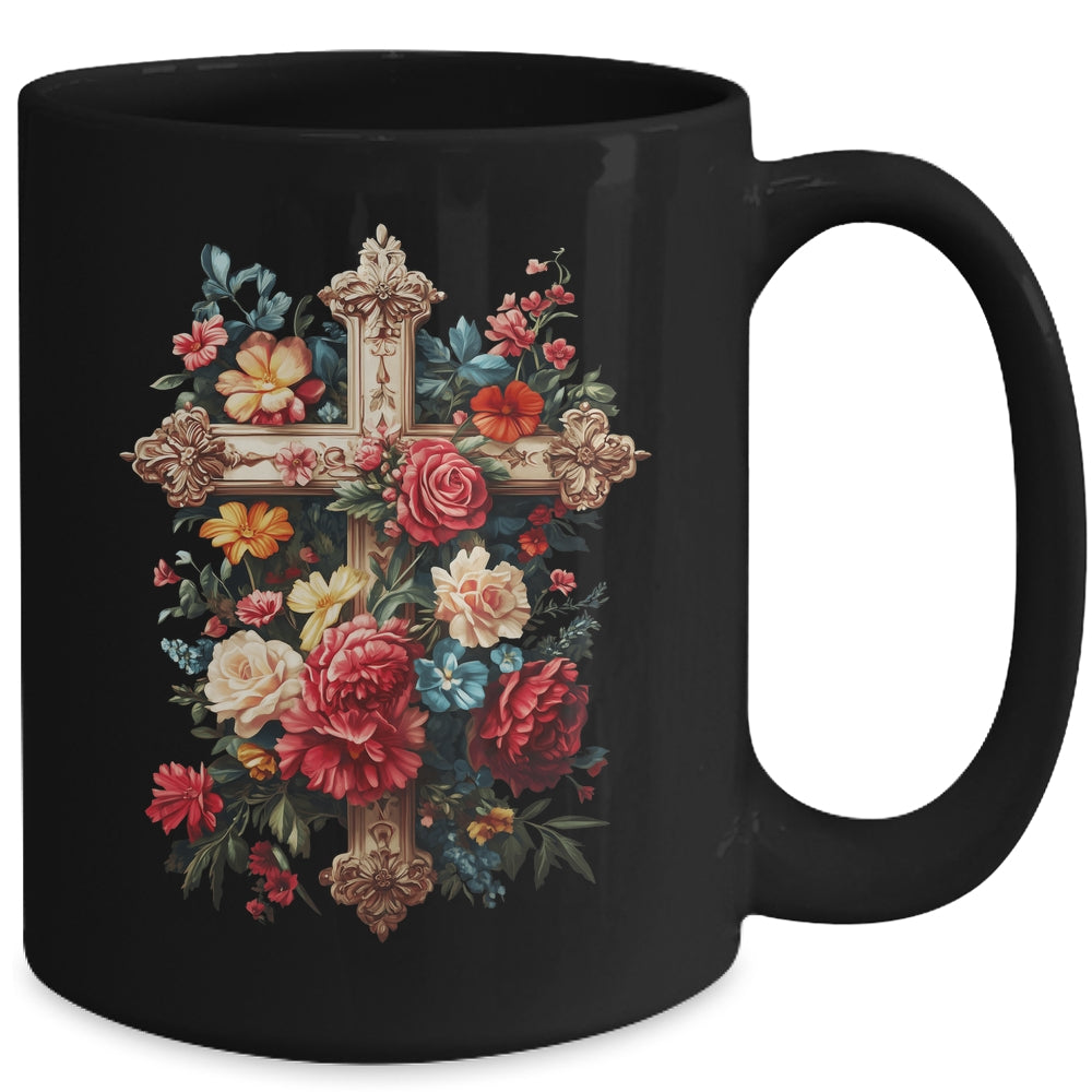 Christian Cross Floral Faith For Women Bible Verse Religious Mug | siriusteestore