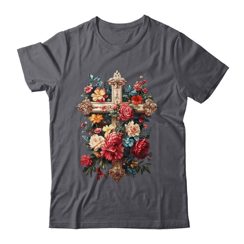Christian Cross Floral Faith For Women Bible Verse Religious Shirt & Hoodie | siriusteestore