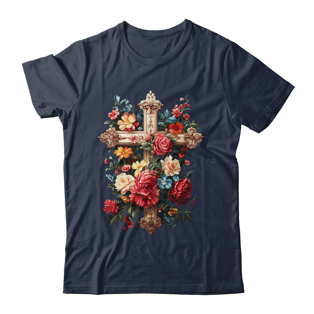 Christian Cross Floral Faith For Women Bible Verse Religious Shirt & Hoodie | siriusteestore