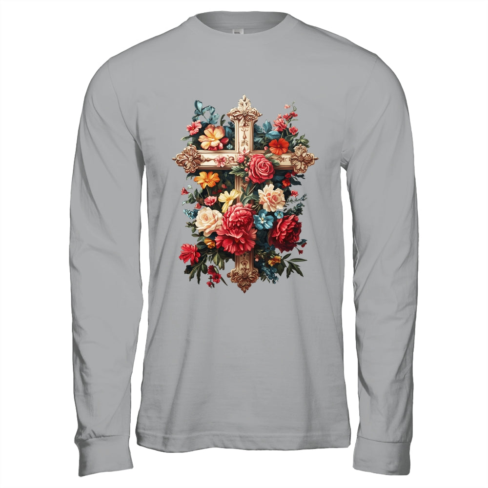 Christian Cross Floral Faith For Women Bible Verse Religious Shirt & Hoodie | siriusteestore