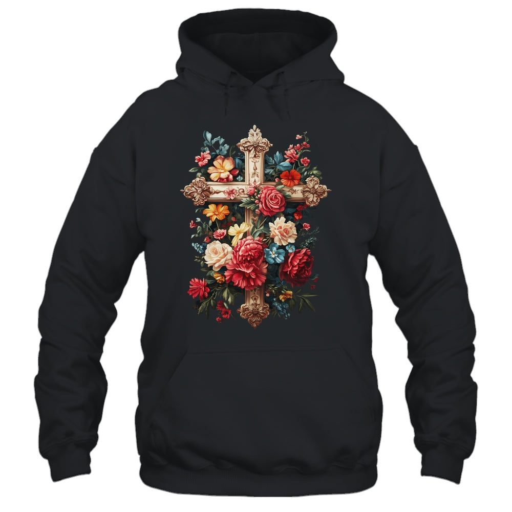 Christian Cross Floral Faith For Women Bible Verse Religious Shirt & Hoodie | siriusteestore