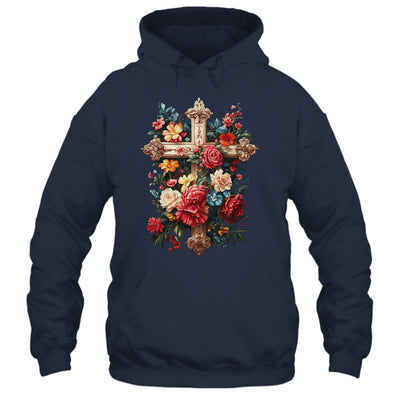 Christian Cross Floral Faith For Women Bible Verse Religious Shirt & Hoodie | siriusteestore