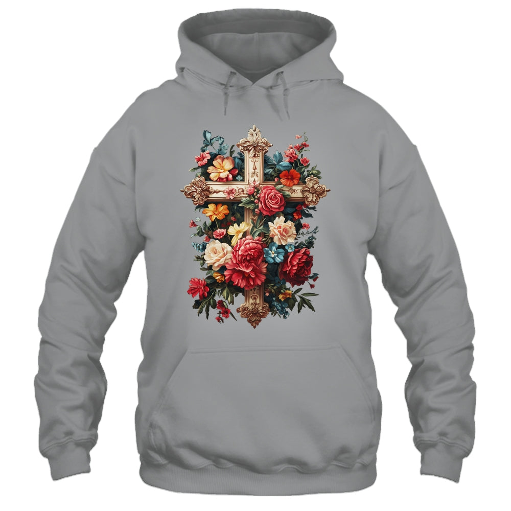 Christian Cross Floral Faith For Women Bible Verse Religious Shirt & Hoodie | siriusteestore