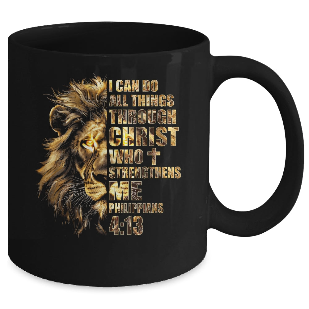 Christian I Can Do All Things Through Christ Lion Faith Mug | siriusteestore