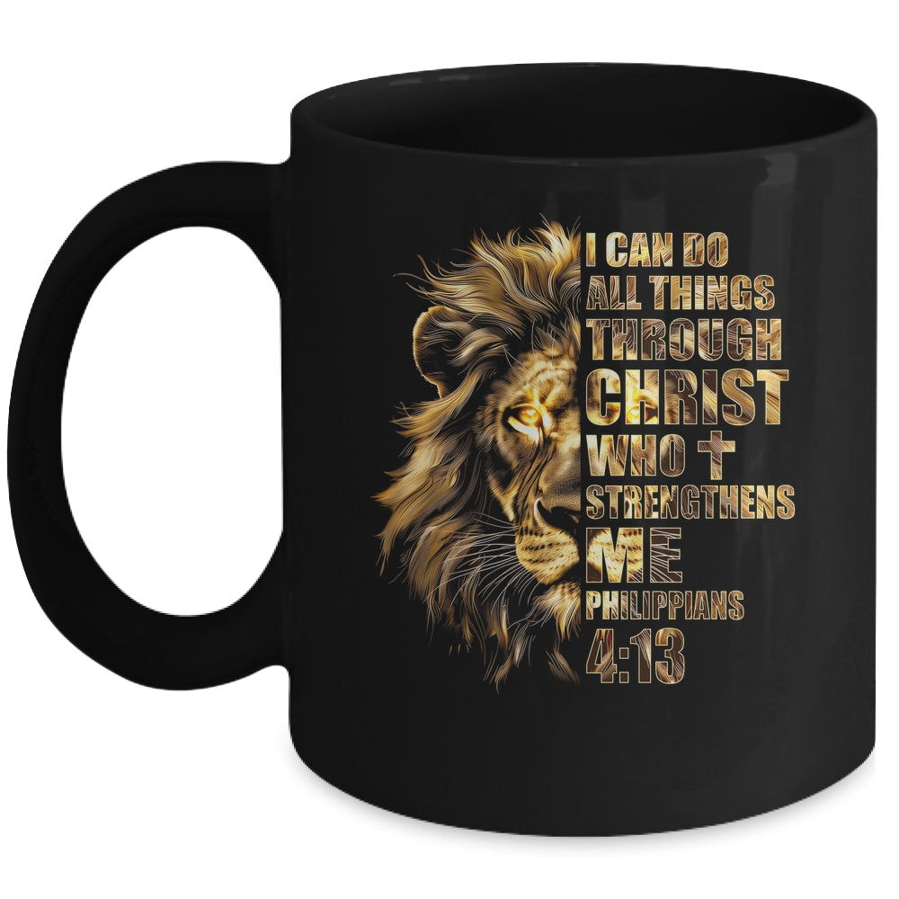 Christian I Can Do All Things Through Christ Lion Faith Mug | siriusteestore