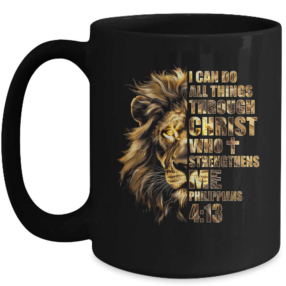 Christian I Can Do All Things Through Christ Lion Faith Mug | siriusteestore