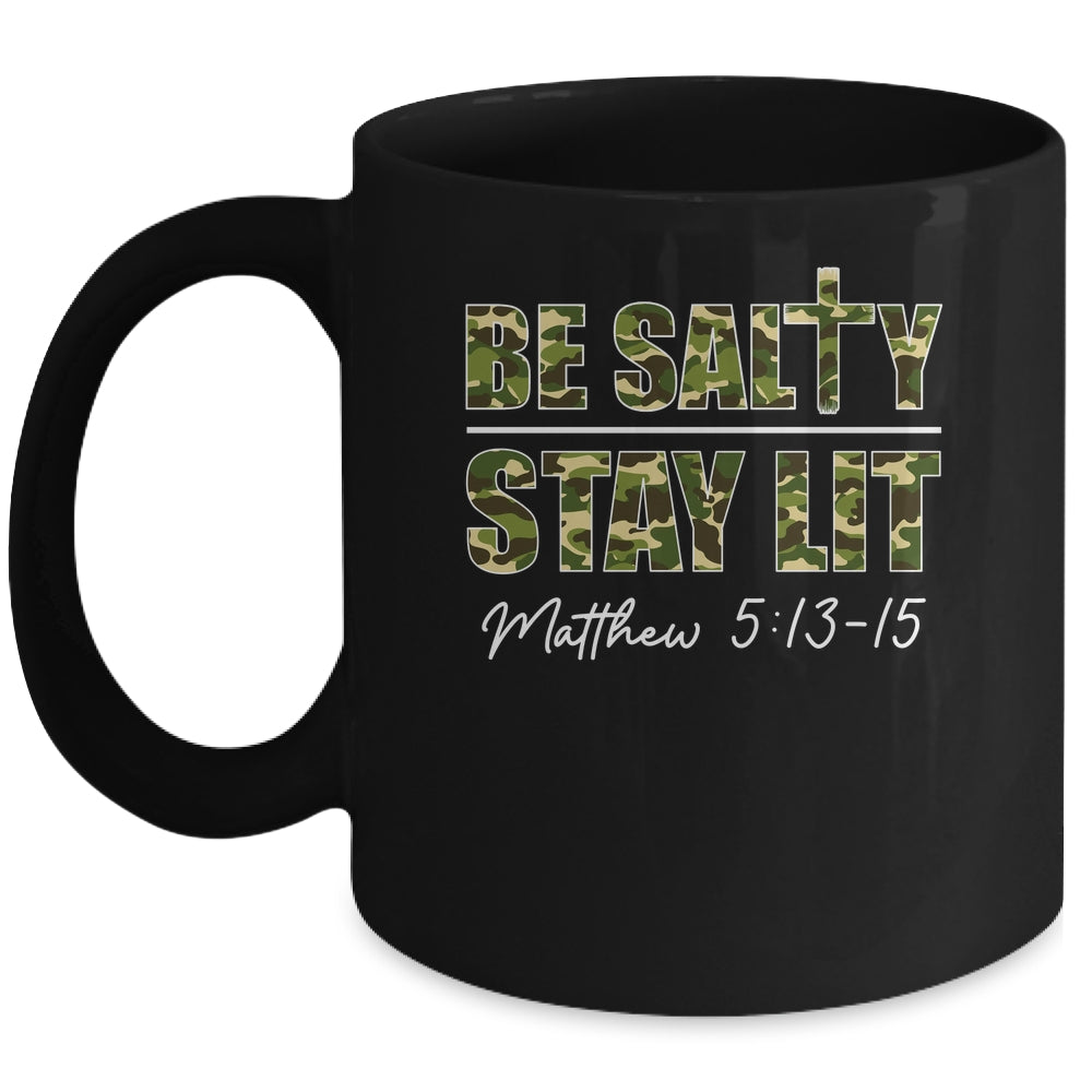 Christian Men Women Bible Verse Be Salty Stay Lit Matthew Mug | siriusteestore
