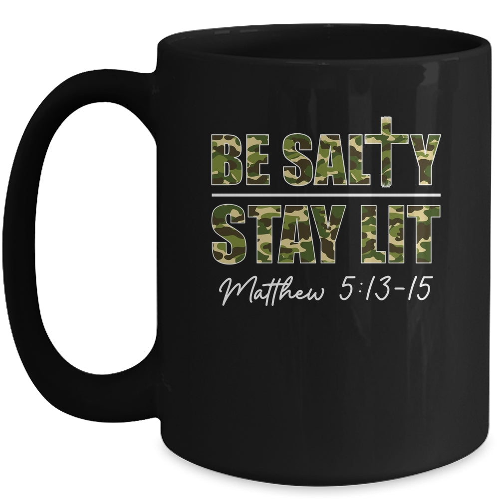 Christian Men Women Bible Verse Be Salty Stay Lit Matthew Mug | siriusteestore