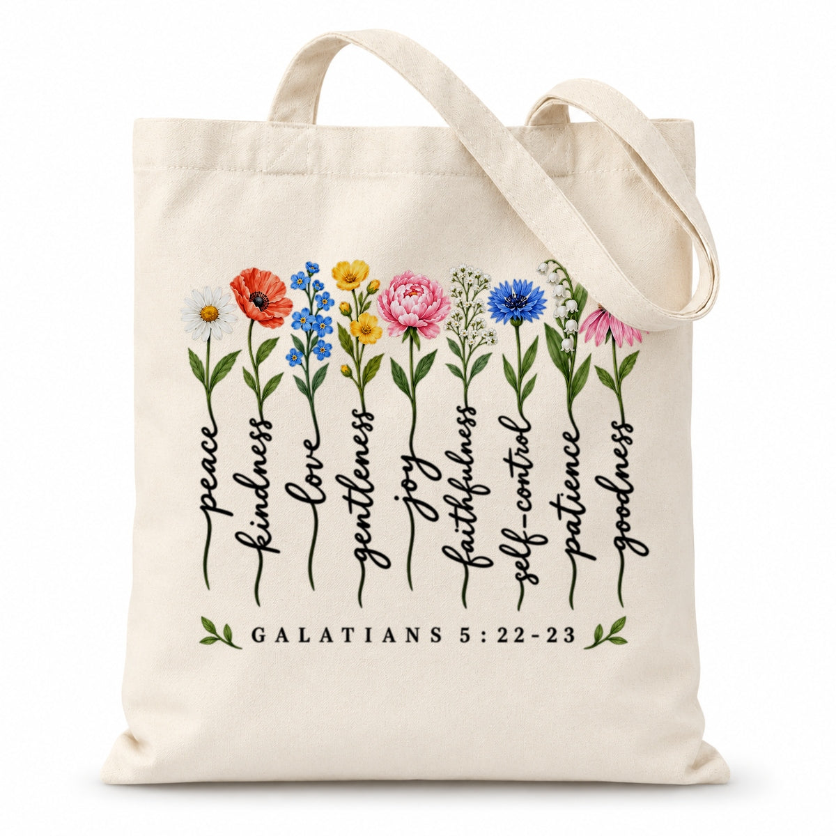 Christian Tote Bag Fruit Of The Spirit Galatians 5 22-23 Floral Bible Verse Canvas Shoulder Bag For Women Faith Inspired Church Aesthetic Floral Gift Ideal Mom | siriusteestore